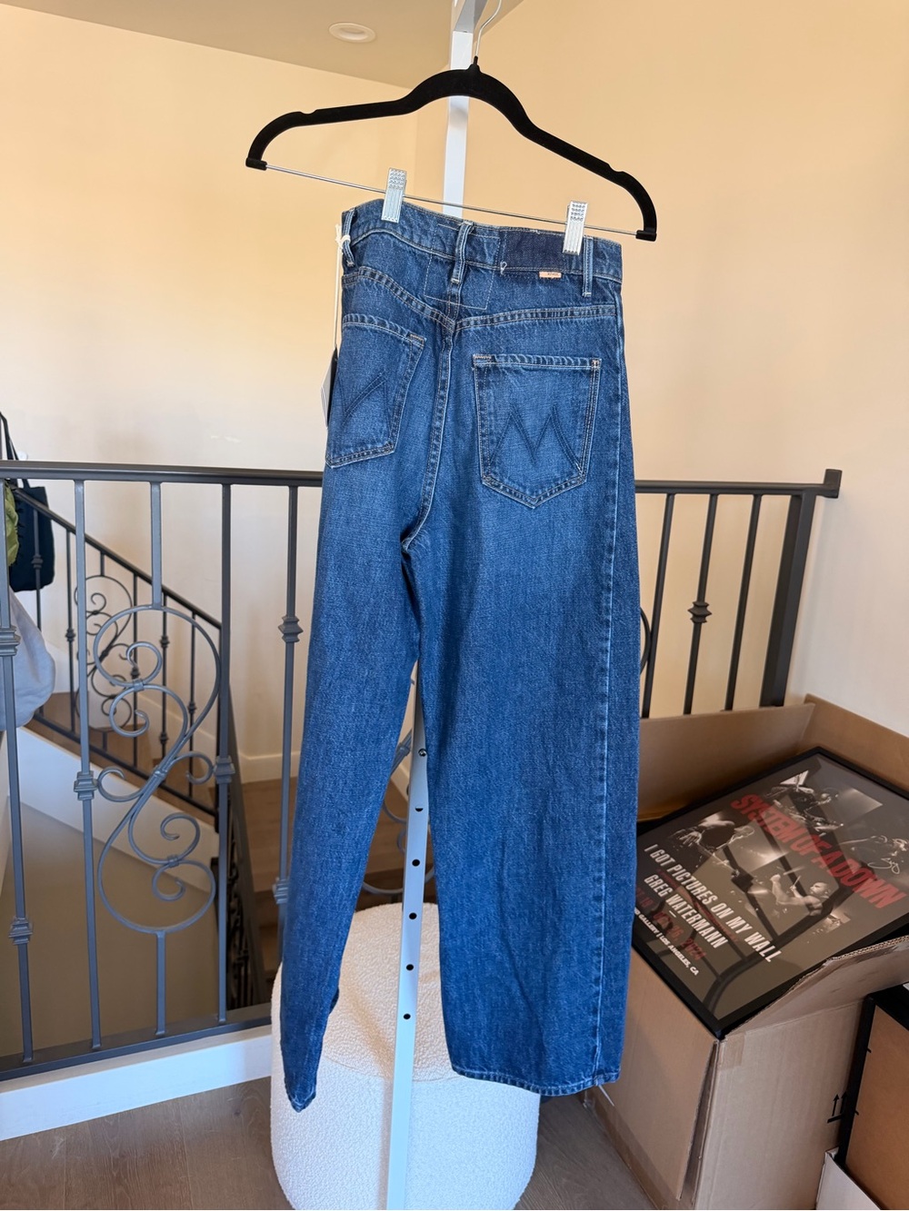 MOTHER Navy Blue Cropped Wide-Leg Jeans - Picture 8 of 9